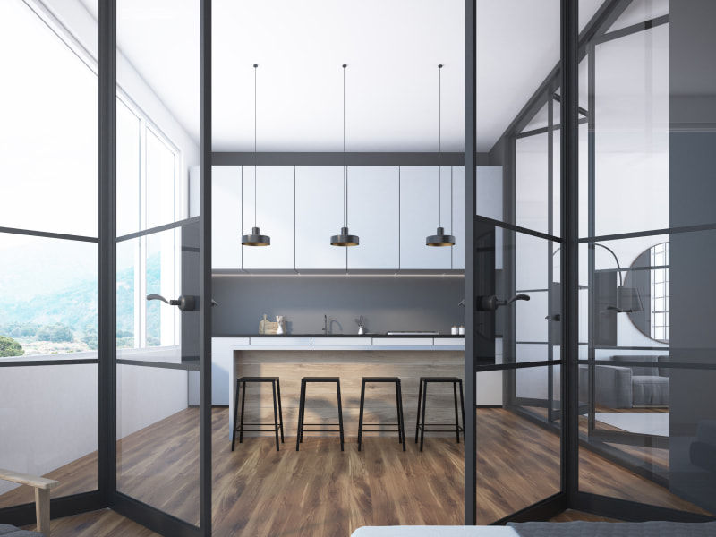 Elegant glass door for kitchen entrance ideas - Beautiful Homes