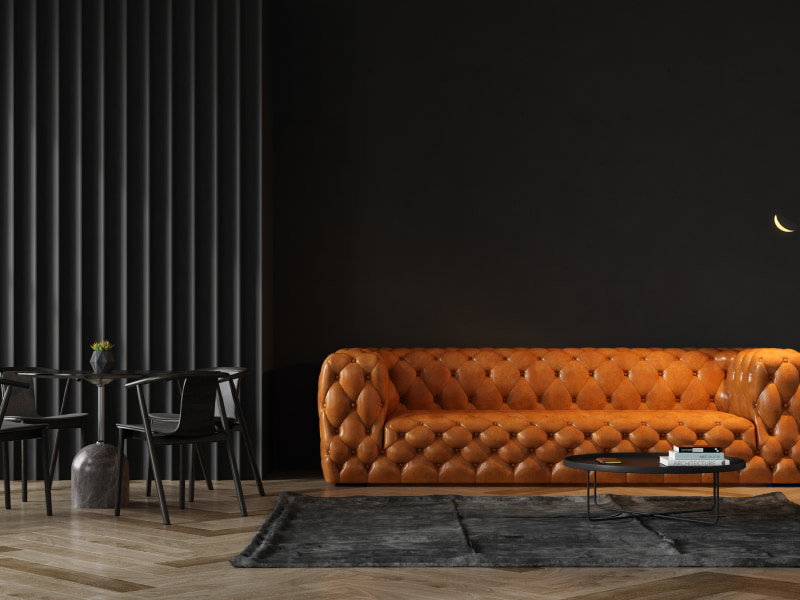 Black & orange colour combination for living room - Beautiful Homes