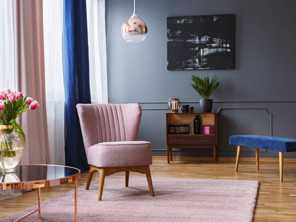 Grey & pink colour combination for living room - Beautiful Homes