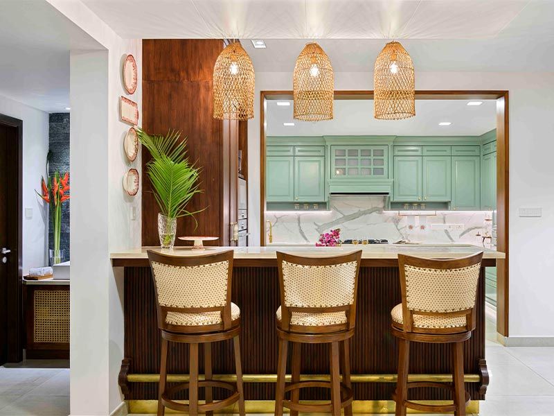 Breakfast station with ample storage in open kitchen - Beautiful Homes