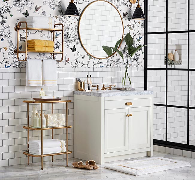White & golden finish bathroom design for your space – Beautiful Homes