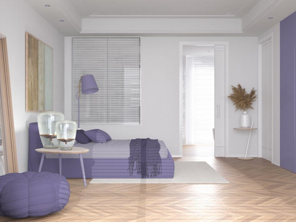 White wall colour ideas for purple bedroom - Beautiful Homes