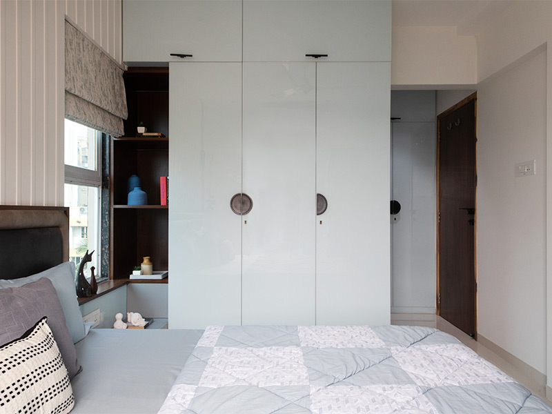 Pastel blue three-door wardrobe