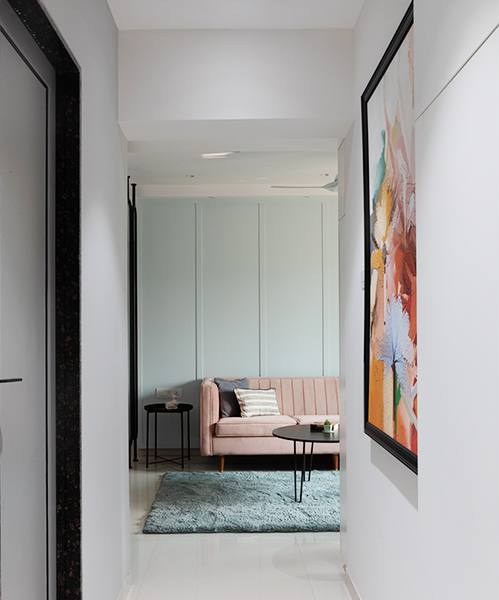 Interior passage with artwork