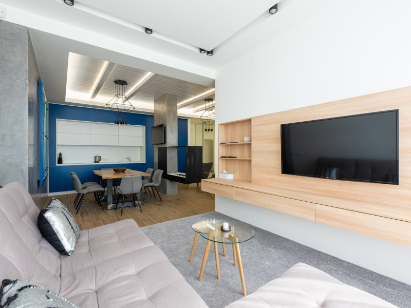 Sleek box tv shelf design for your living room design - Beautiful Homes