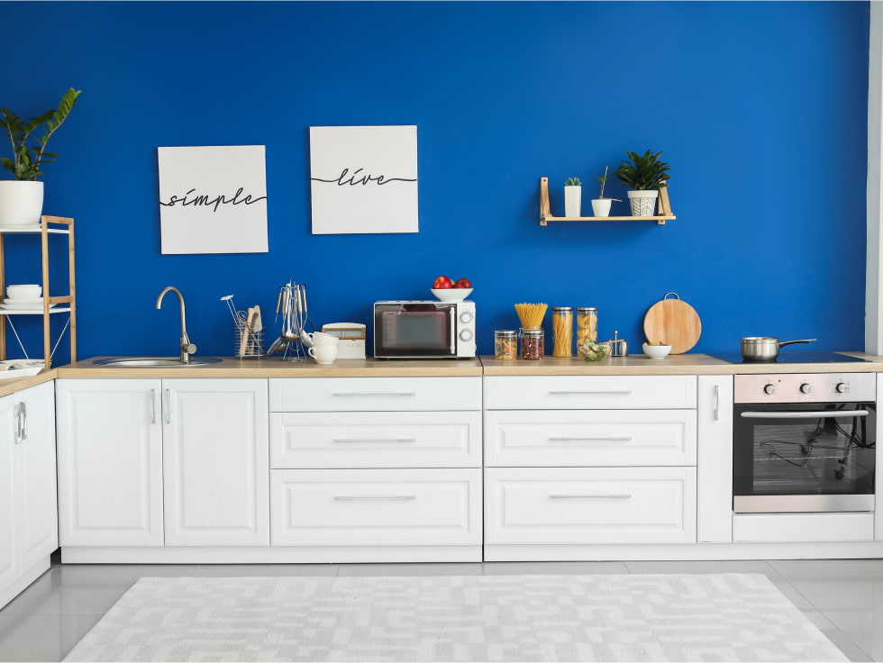 Blue Modular Kitchen - Beautiful Homes