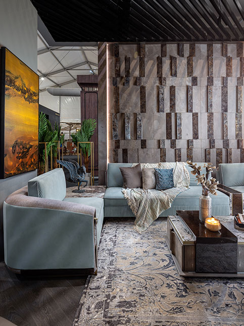 3D wall painting type wall finish for a luxurious living room - Beautiful Homes