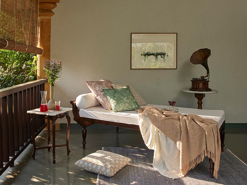 Wooden Pastel Colour Balcony Corner – Beautiful Homes