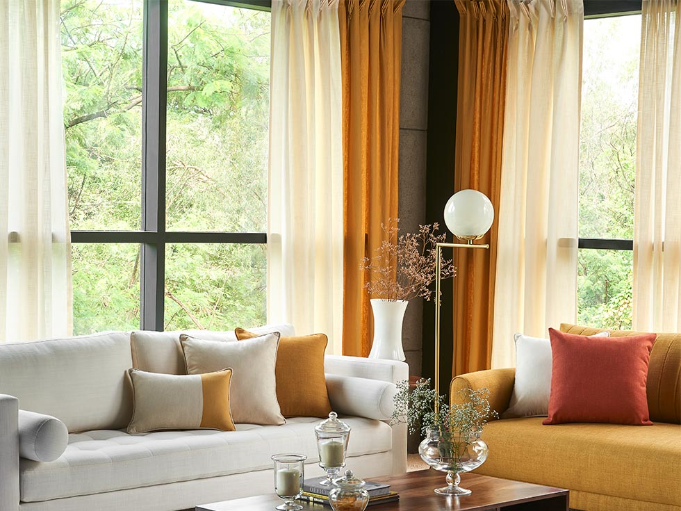 Stunning cream & orange curtain colour combination – Beautiful Homes