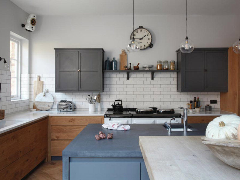 Blue Center Platform Kitchen Design – Beautiful Homes