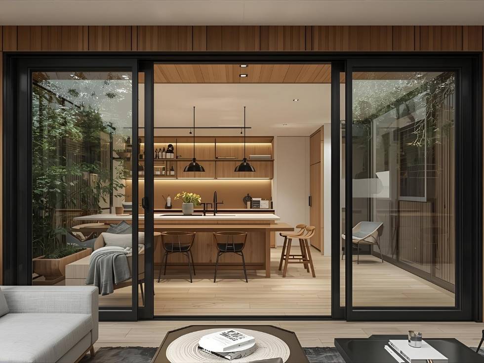 Contemporary foldable door design for kitchen - Beautiful Homes