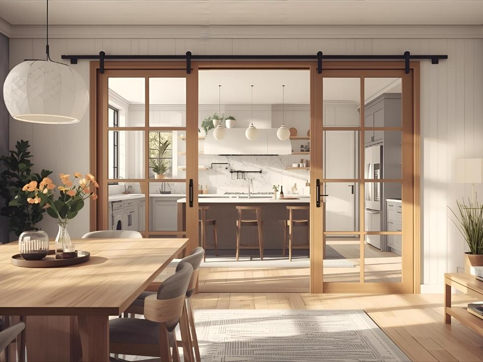 Contemporary glass sliding door for kitchen - Beautiful Homes