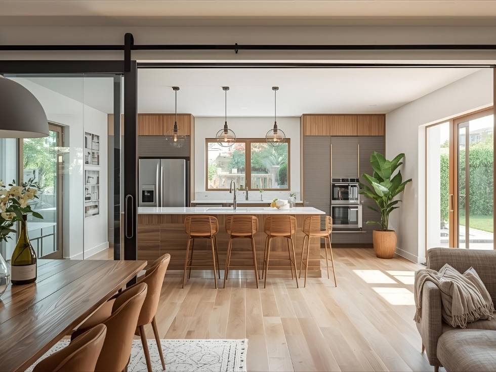 Contemporary partition with kitchen sliding door - Beautiful Homes