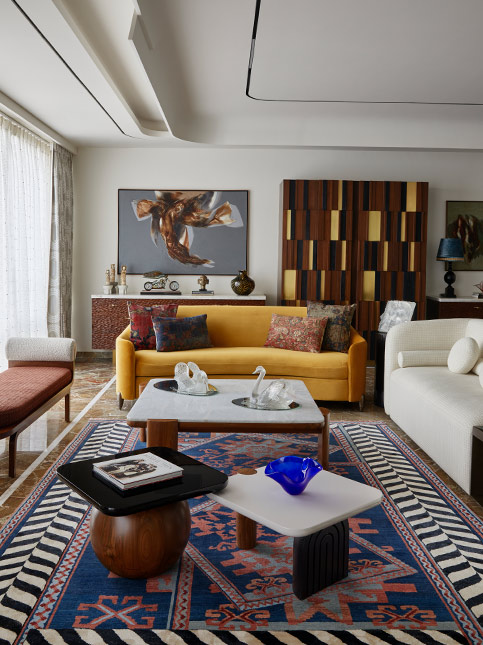 Living room design with yellow & white sofa – Beautiful Homes