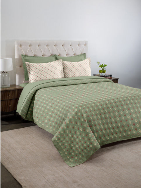 Mineral Green from Royale's ‘Chloe’ bedsheet series - Beautiful Homes