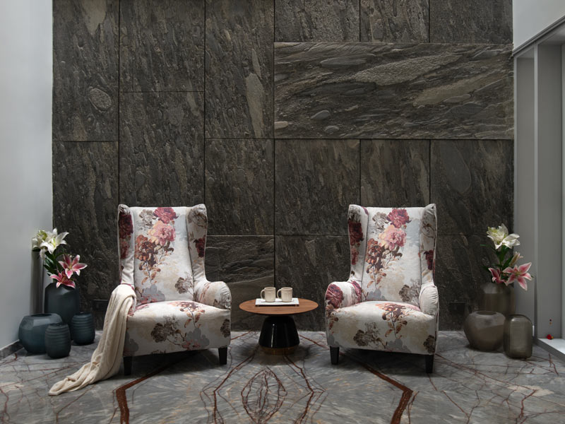 Accent wall design with stone texture - Beautiful Homes