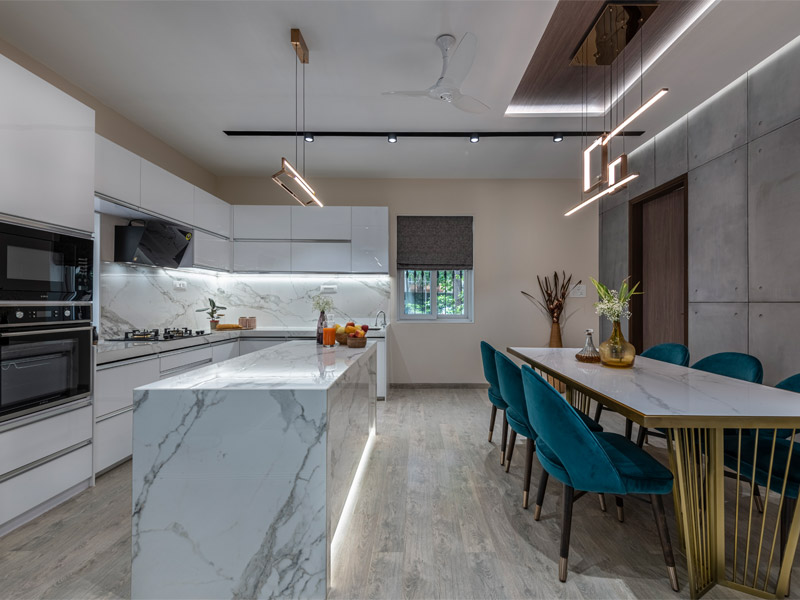 White Marble Lightning Kitchen - Beautiful Homes