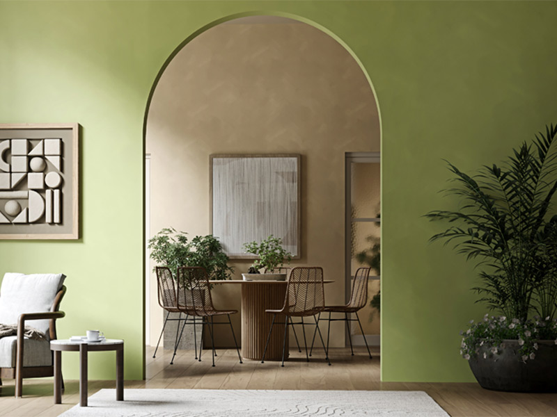 Pastel green shade by Nilaya Naturals for dining area – Beautiful Homes