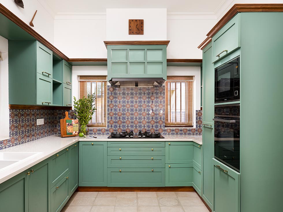 Tall green kitchen cabinets design for your kitchen interiors - Beautiful Homes
