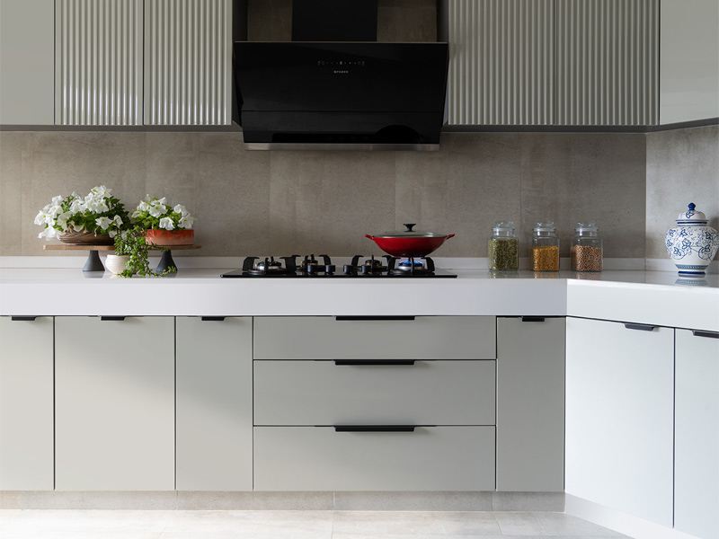 Beige matte finish kitchen wall tiles – Beautiful Homes