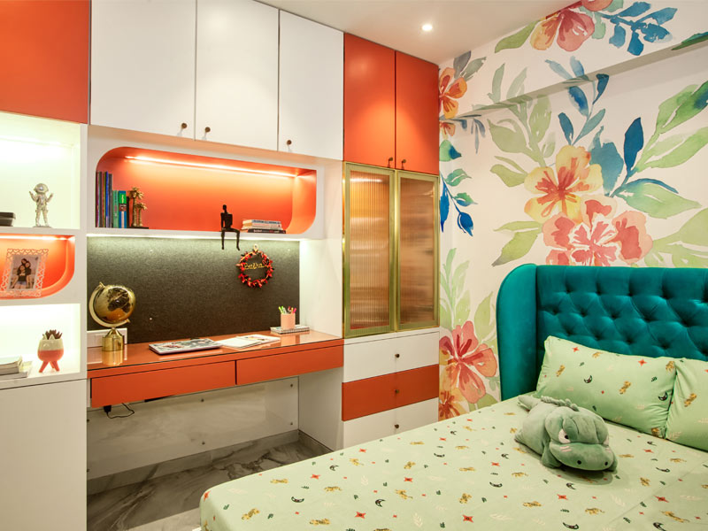 Orange and white study table design idea for your space – Beautiful Homes