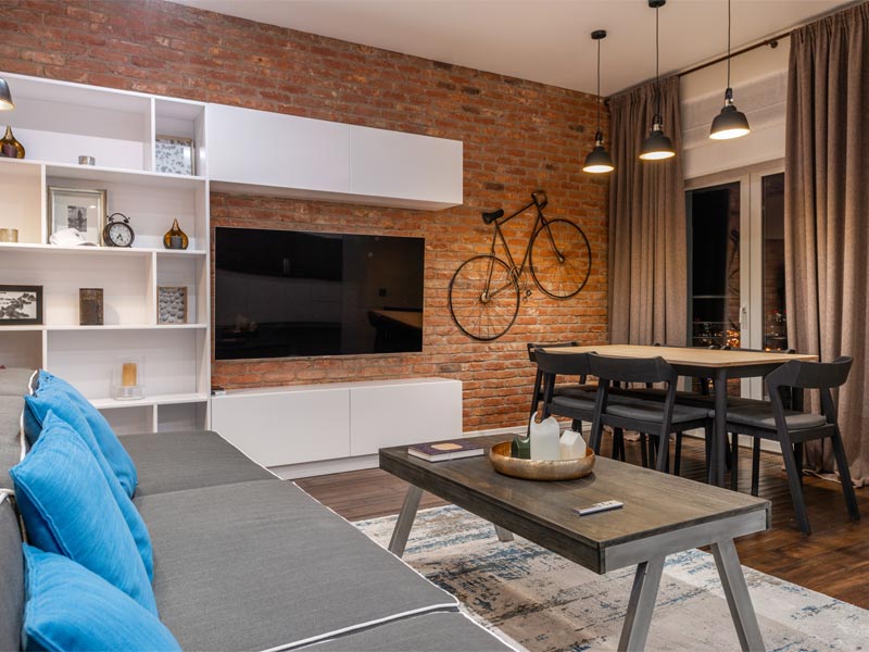 Modern brick wall design for your living room - Beautiful Homes