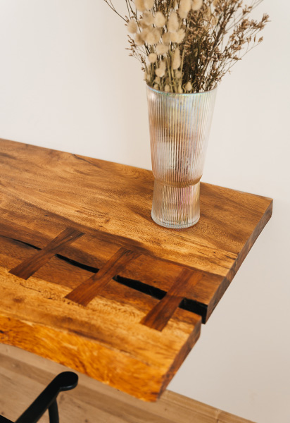 Wooden bench with faux finish from Wisteria - Beautiful Homes