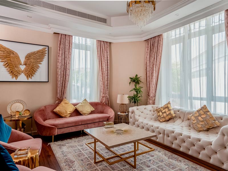 Touch of golden in living room design – Beautiful Homes