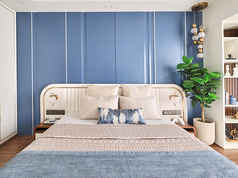 Blue wall design for bedroom – Beautiful Homes