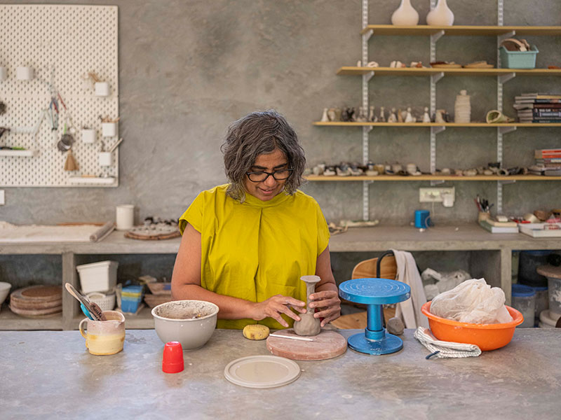Kavita, the homeowner in her pottery studio – Beautiful Homes