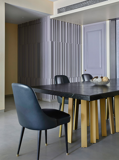 6-Seater Black Dining Table with Wooden Legs - Beautiful Homes