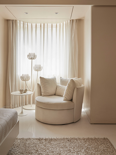 Soft White Bedroom Corner Near Window - Beautiful Homes