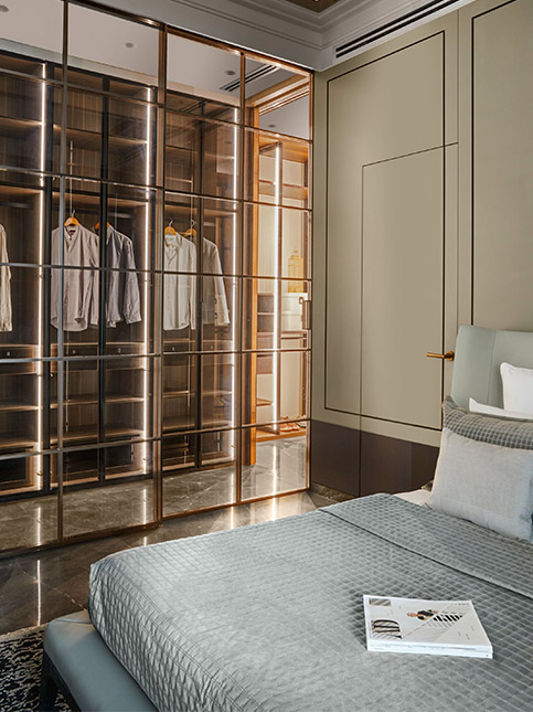 Beige Hidden Door Next To Wardrobe - Beautiful Homes