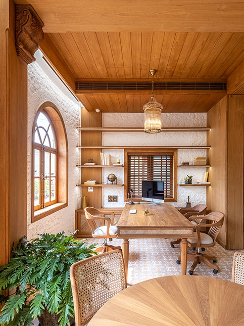 Teakwood Used Throughout the Office - Beautiful Homes