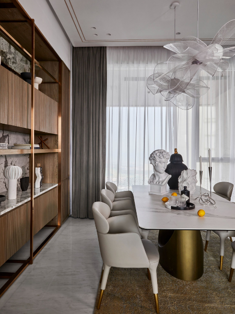 Dining Room With Full Length Curtain - Beautiful Homes