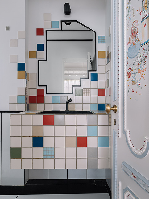 Coloured Tiles Around Wash Basin - Beautiful Homes
