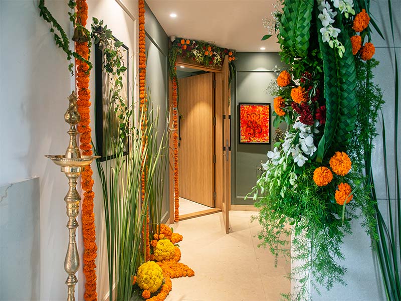 Beautifully Decorated Entrance for Ganesh Chaturthi - Beautiful Homes