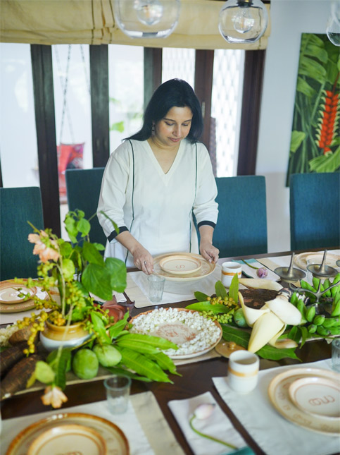 Meera Setting the Table for Onam - Beautiful Homes