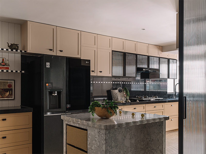 Black Coloured Refrigerator in Kitchen - Beautiful Homes