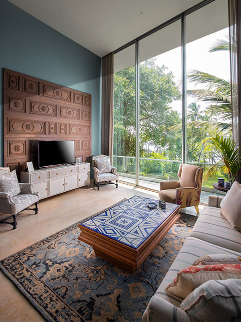White And Blue Rectangle Tea Table - Beautiful Homes