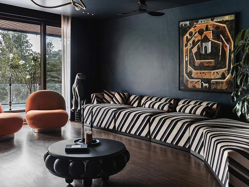 Black and White Zebra Striped Sofa - Beautiful Homes