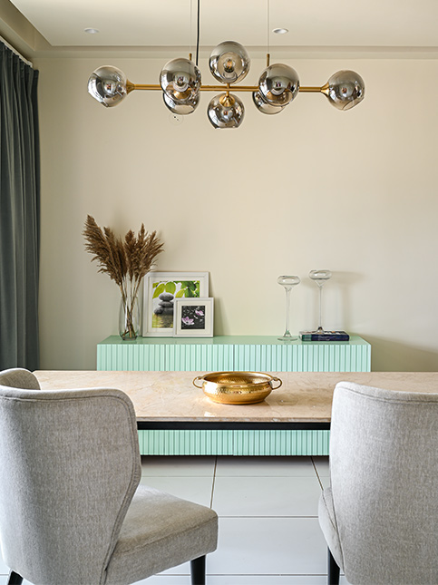 Pampas Grass Décor on Pastel Mint Coloured Table - Beautiful Homes