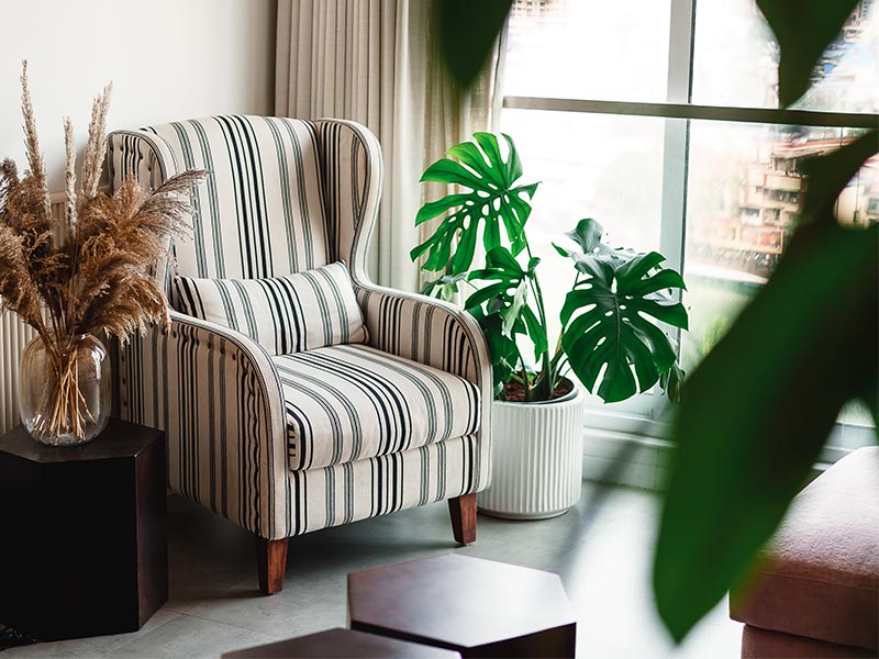 Pampas Grass Décor in Transparent Glass Vase - Beautiful Homes