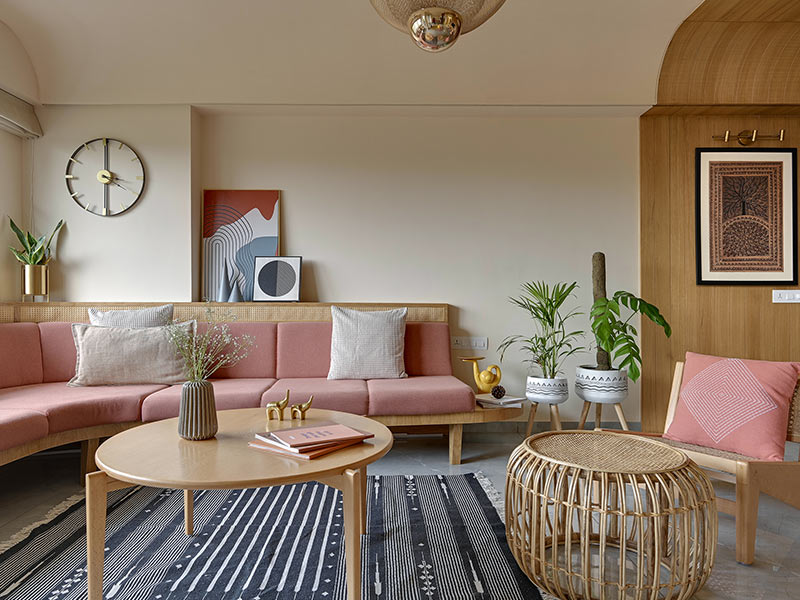 Minimal Gold Wall Clock in Living Room - Beautiful Homes