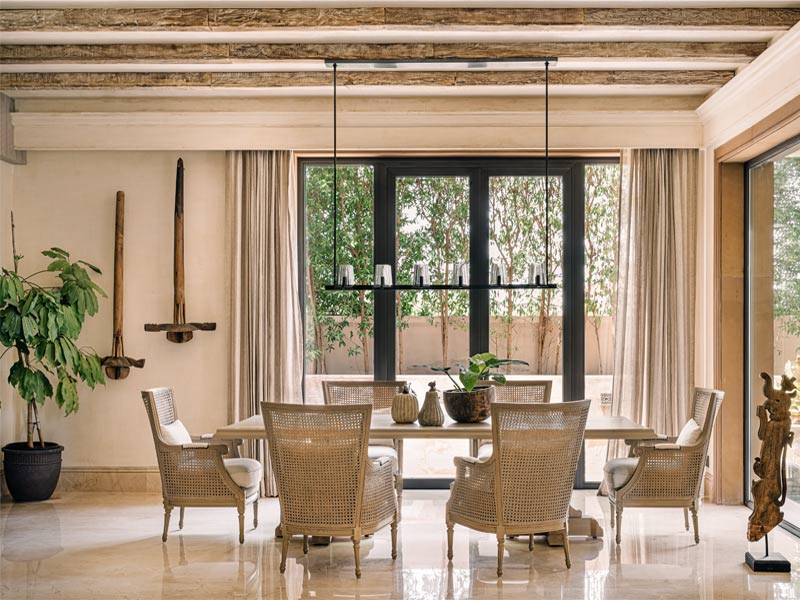 Airy Simple Dining Area with Six-Seater Dining Table - Beautiful Homes