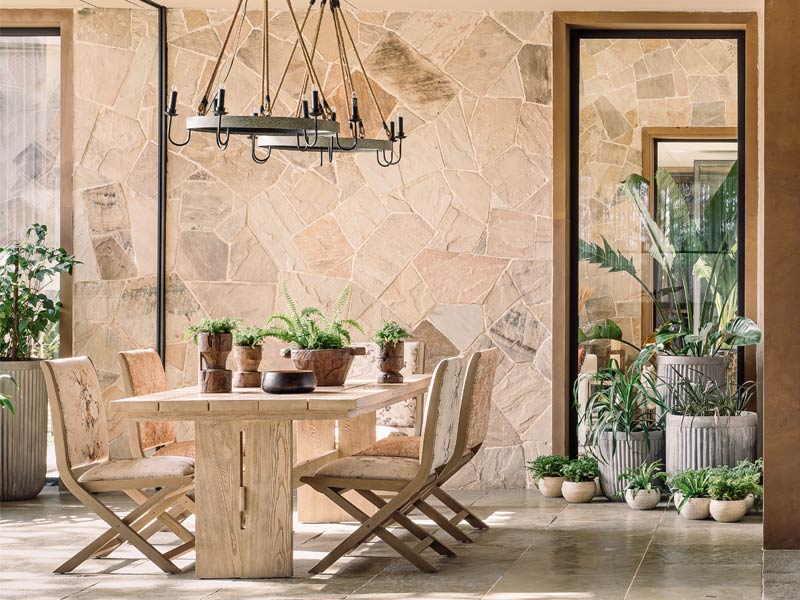Raw Wooden Dining Table in Dining Room - Beautiful Homes