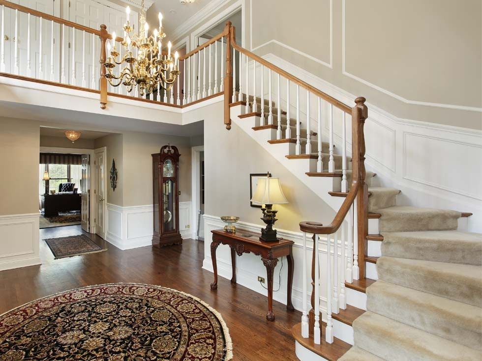 Simple Velvety Beige Stair Carpet Design - Beautiful Homes