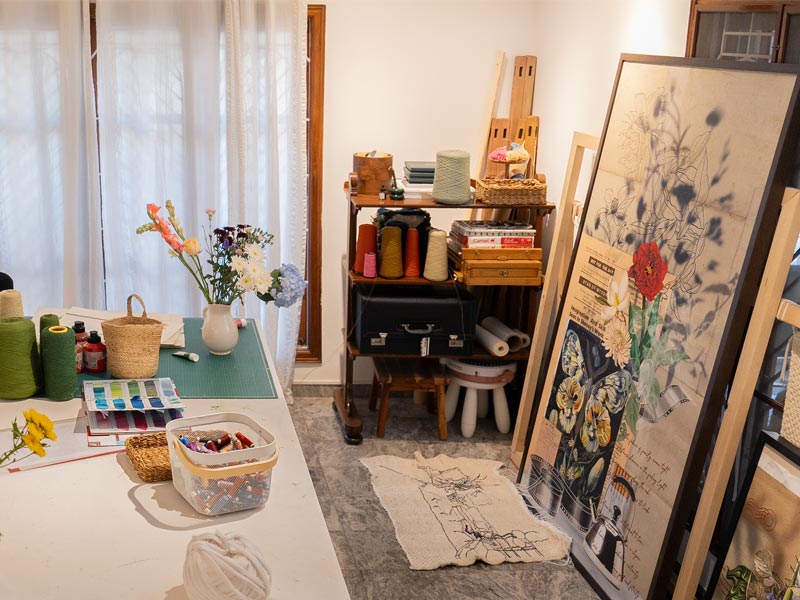 A canvas in progress at Rakhee’s studio – Beautiful Homes
