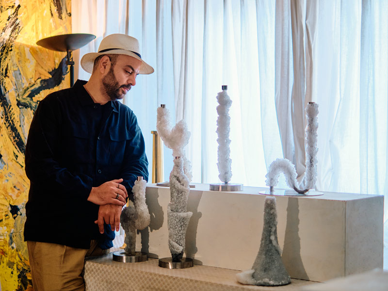 Candle stands with lab-grown salt crystals - Beautiful Homes