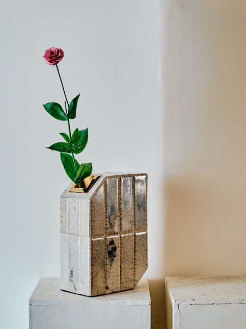 Raku tiles vase with a rose - Beautiful Homes